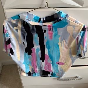 Top and flare pants. Size is a Large, Colorful